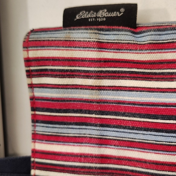 Eddie Bauer Patriotic red white and blue striped canvas small tote purse bag - Picture 8 of 9